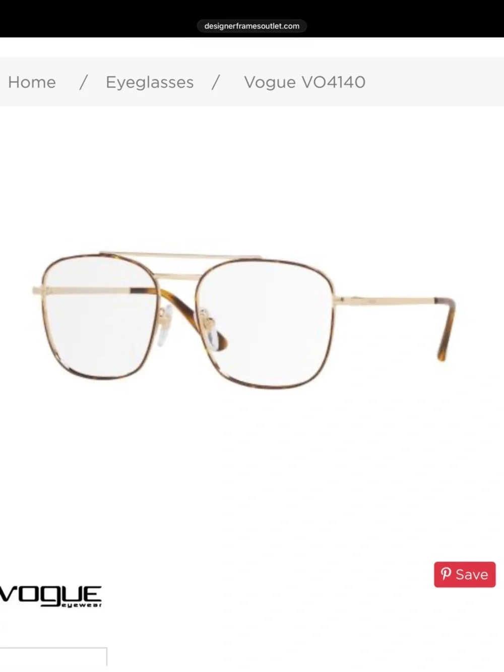 NIB Vogue Gold Tort Prescription Glasses Frames